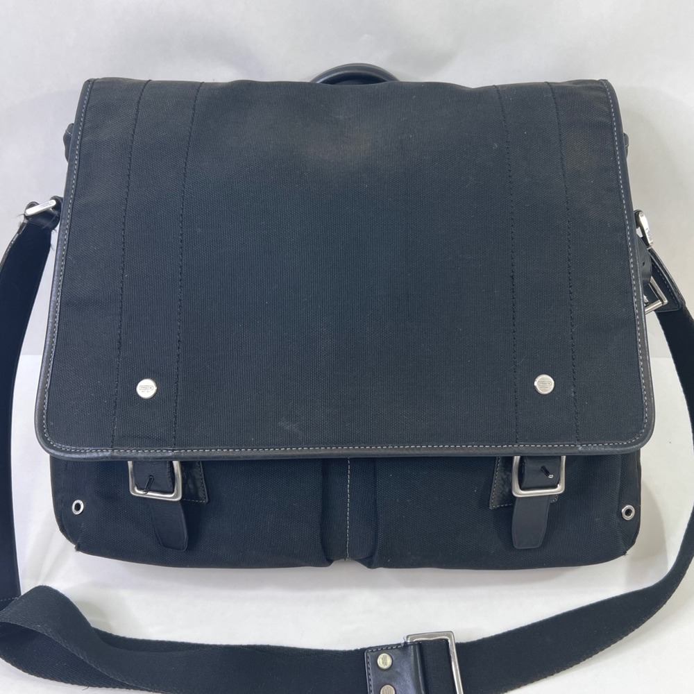 Vintage Coach D04M-5724 Black Canvas Leather Messenger Shoulder Business Bag